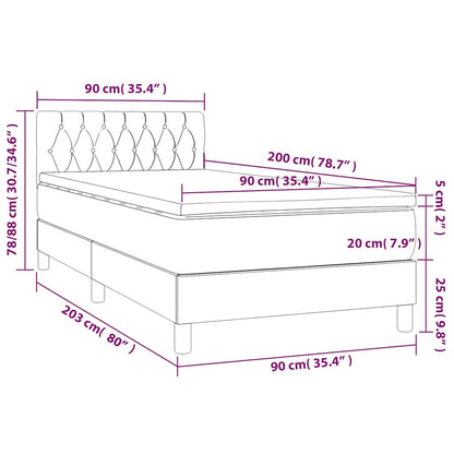 Box Spring Postel S Matrací Tmavě Modrá 90X200 Cm Samet