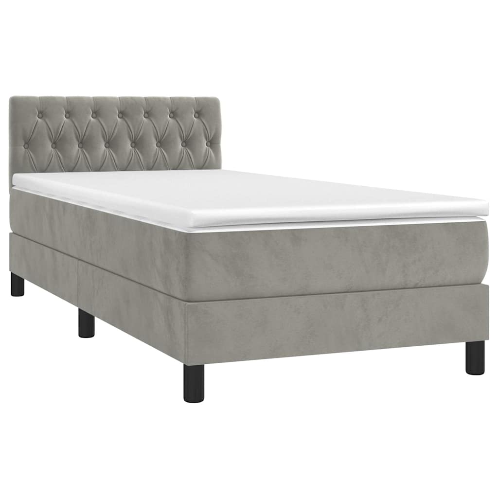 Box Spring Postel S Matrací Světle Šedá 100X200 Cm Samet