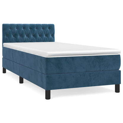 Box Spring Postel S Matrací Tmavě Modrá 100X200 Cm Samet