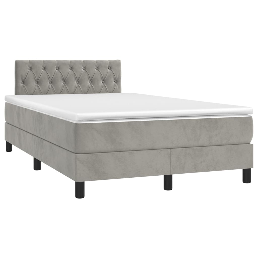 Box Spring Postel S Matrací Světle Šedá 120 X 200 Cm Samet