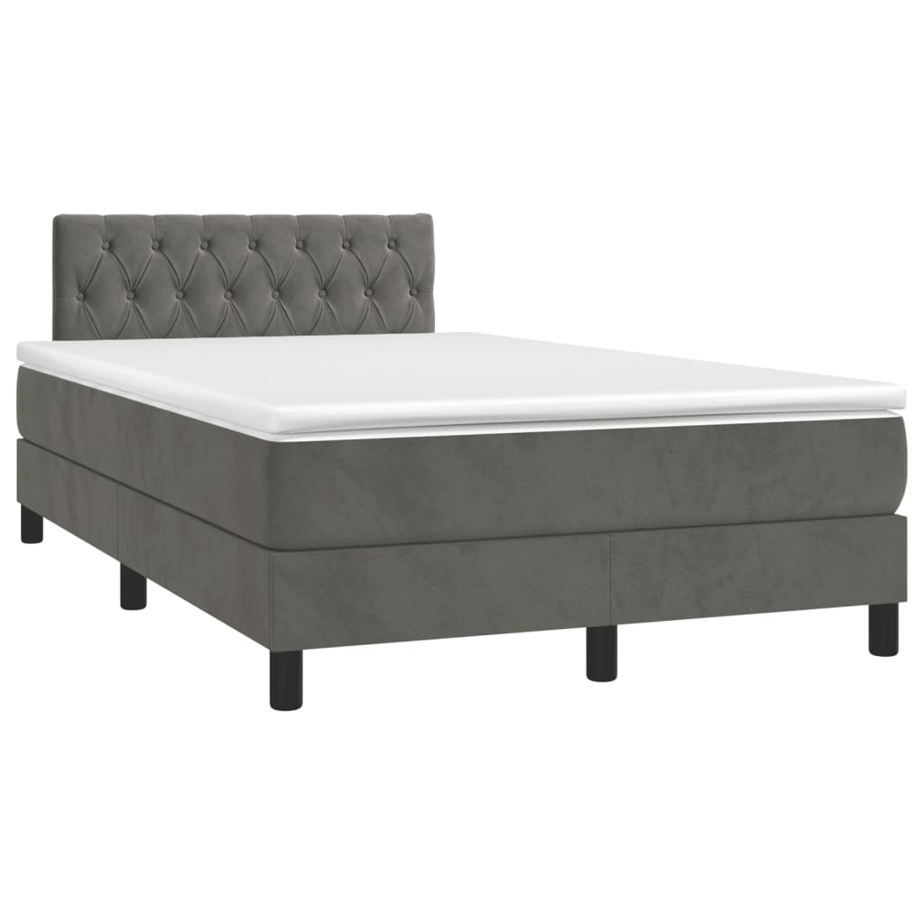 Box Spring Postel S Matrací Tmavě Šedá 120 X 200 Cm Samet