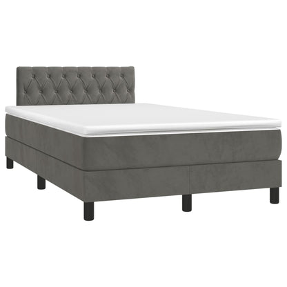 Box Spring Postel S Matrací Tmavě Šedá 120 X 200 Cm Samet