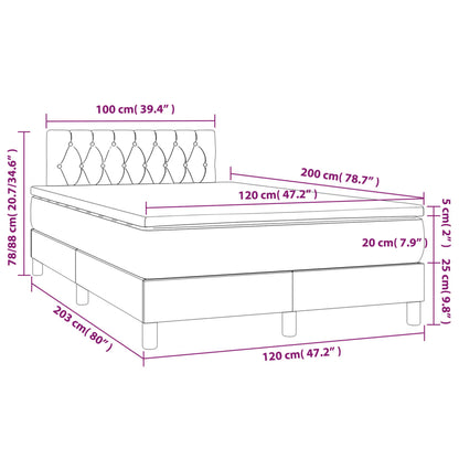 Box Spring Postel S Matrací Tmavě Modrá 120 X 200 Cm Samet