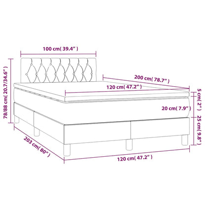 Box Spring Postel S Matrací Tmavě Modrá 120 X 200 Cm Samet