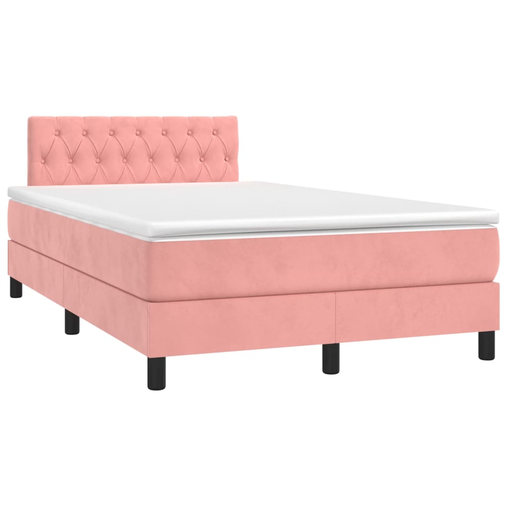 Box Spring Postel S Matrací Růžová 120 X 200 Cm Samet
