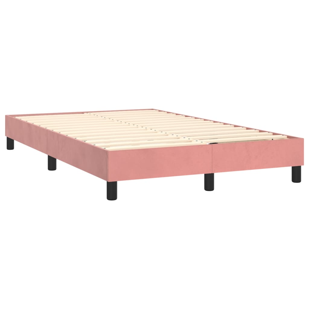 Box Spring Postel S Matrací Růžová 120 X 200 Cm Samet