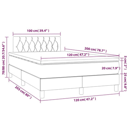 Box Spring Postel S Matrací Růžová 120 X 200 Cm Samet