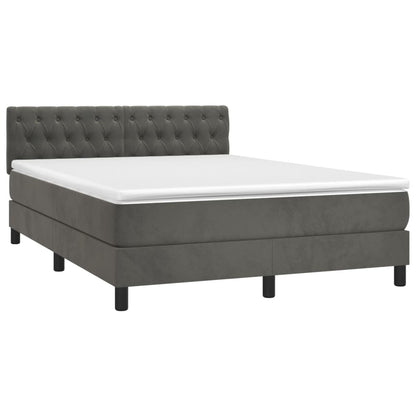 Box Spring Postel S Matrací Tmavě Šedý 140 X 190 Cm Samet