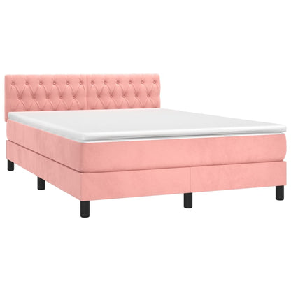 Box Spring Postel S Matrací Růžová 140X190 Cm Samet