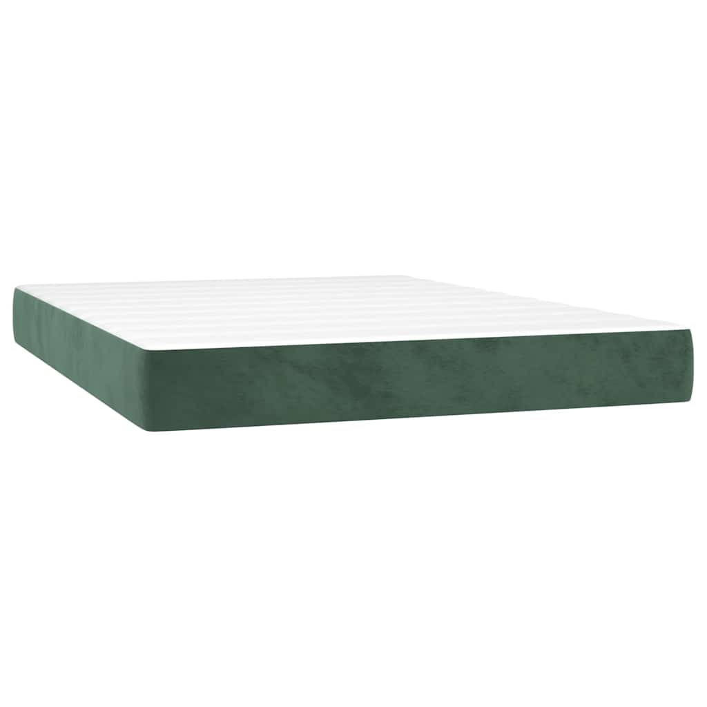Box Spring Postel S Matrací Tmavě Zelená 140X200 Cm Samet