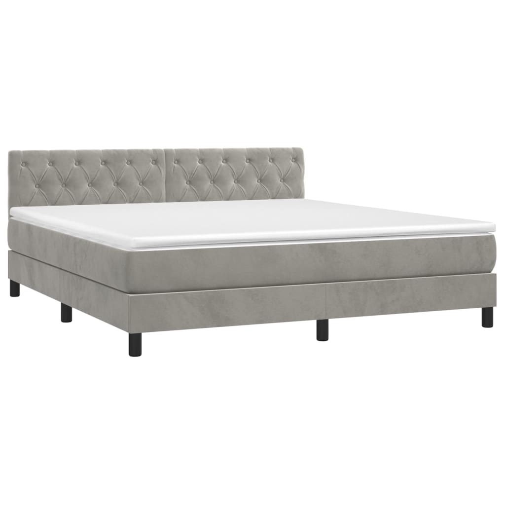 Box Spring Postel S Matrací Světle Šedá 160X200 Cm Samet