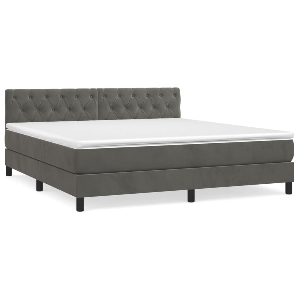 Box Spring Postel S Matrací Tmavě Šedá 160X200 Cm Samet