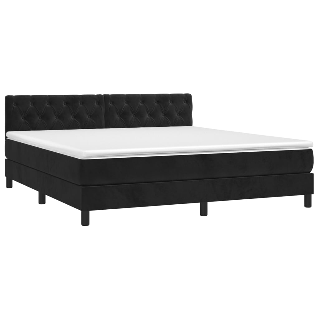 Box Spring Postel S Matrací Černá 160X200 Cm Samet