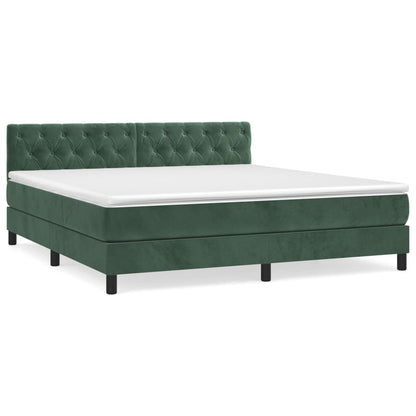 Box Spring Postel S Matrací Tmavě Zelená 160X200 Cm Samet