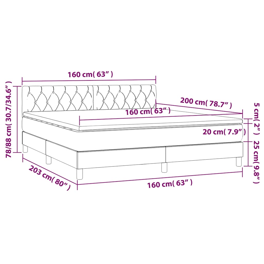Box Spring Postel S Matrací Tmavě Zelená 160X200 Cm Samet