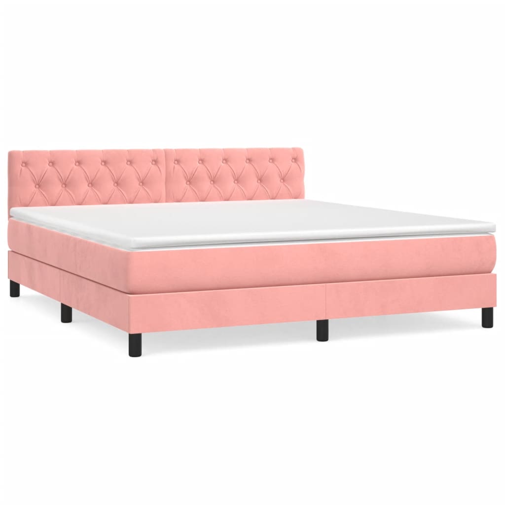 Box Spring Postel S Matrací Růžová 160X200 Cm Samet