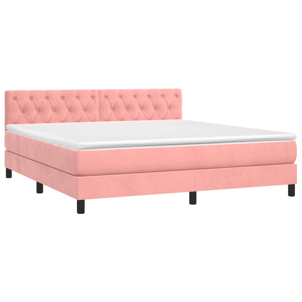 Box Spring Postel S Matrací Růžová 160X200 Cm Samet