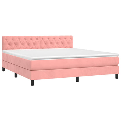 Box Spring Postel S Matrací Růžová 160X200 Cm Samet