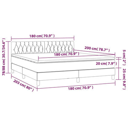 Box Spring Postel S Matrací Světle Šedá 180X200 Cm Samet