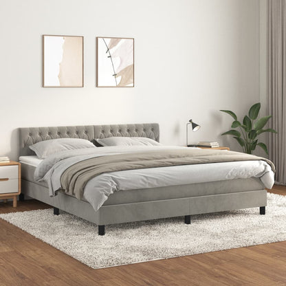 Box Spring Postel S Matrací Světle Šedá 180X200 Cm Samet