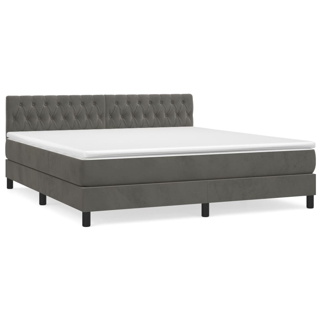 Box Spring Postel S Matrací Tmavě Šedá 180X200 Cm Samet