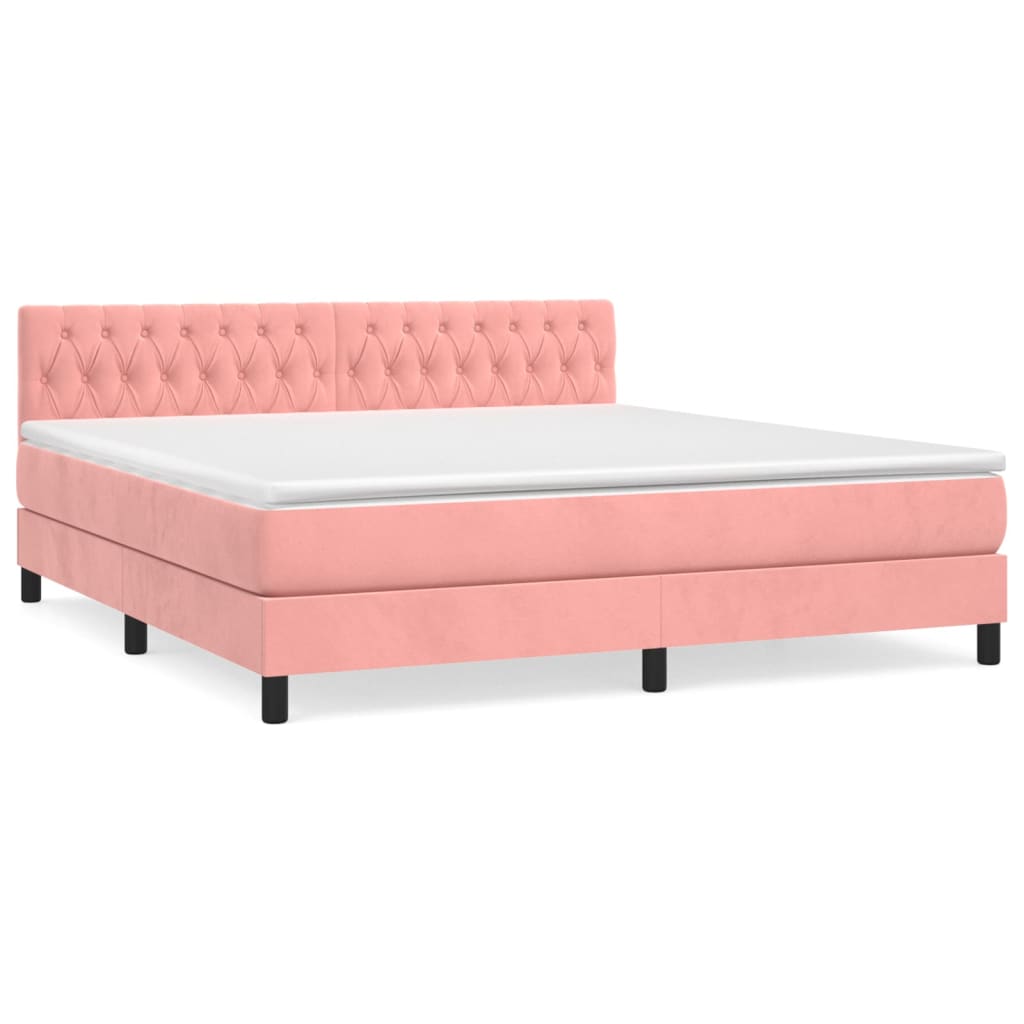 Box Spring Postel S Matrací Růžová 180X200 Cm Samet