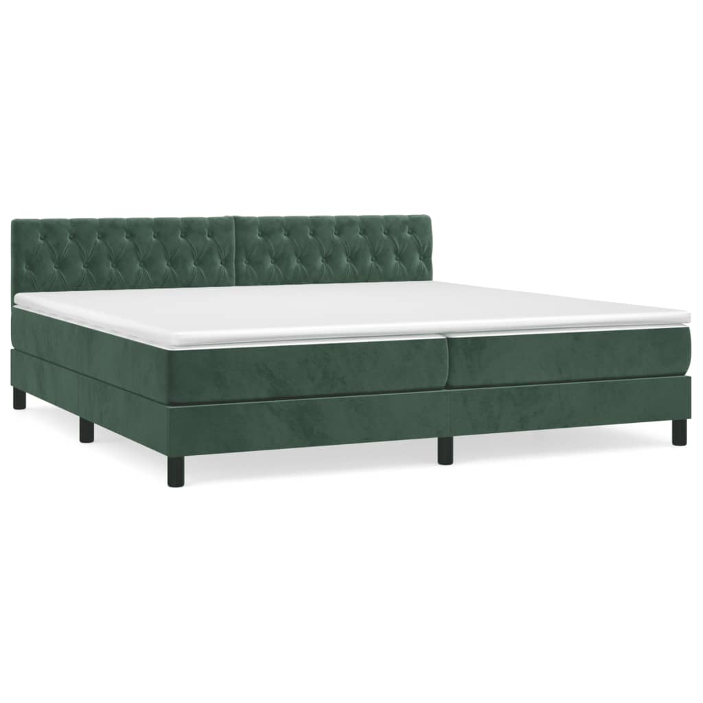 Box Spring Postel S Matrací Tmavě Zelená 200X200 Cm Samet
