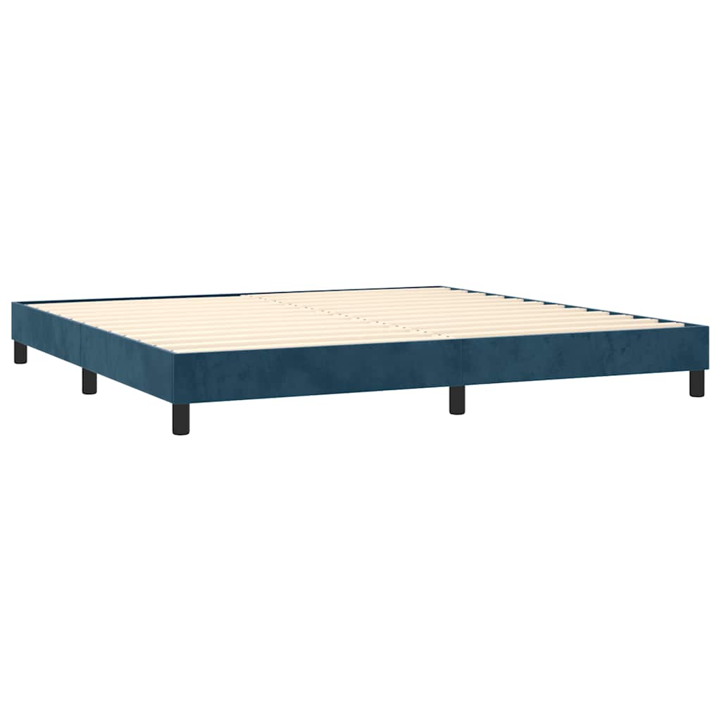 Box Spring Postel S Matrací Tmavě Modrá 200X200 Cm Samet