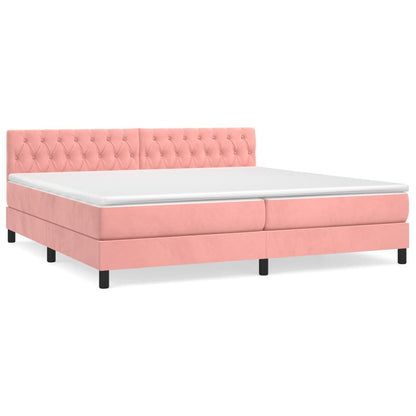 Box Spring Postel S Matrací Růžová 200X200 Cm Samet