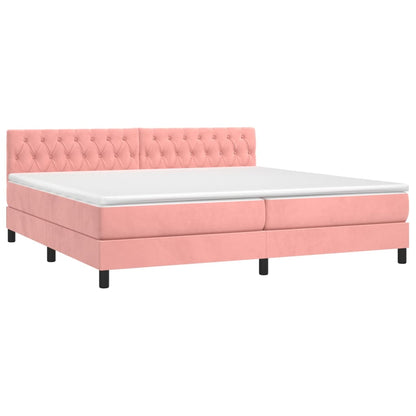 Box Spring Postel S Matrací Růžová 200X200 Cm Samet