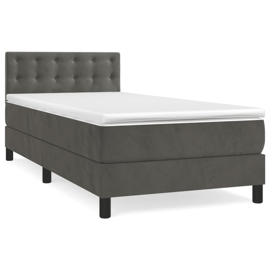 Box Spring Postel S Matrací Samet Tmavě Šedá