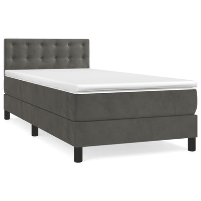 Box Spring Postel S Matrací Samet Tmavě Šedá