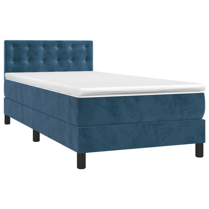 Box Spring Postel S Matrací Tmavě Modrá 80 X 200 Cm Samet