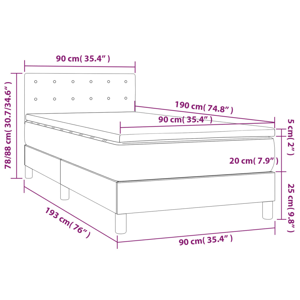 Box Spring Postel S Matrací Samet Světle Šedá
