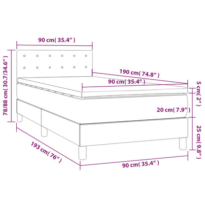 Box Spring Postel S Matrací Samet Světle Šedá
