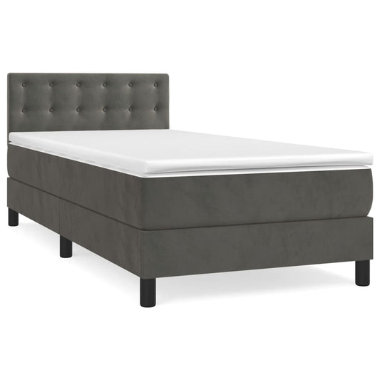 Box Spring Postel S Matrací Samet Tmavě Šedá