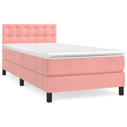 Box Spring Postel S Matrací Růžová 90X190 Cm Samet