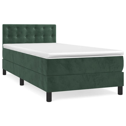 Box Spring Postel S Matrací Tmavě Zelená 90X200 Cm Samet