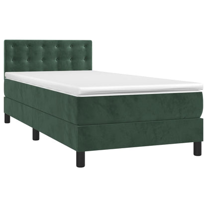 Box Spring Postel S Matrací Tmavě Zelená 90X200 Cm Samet