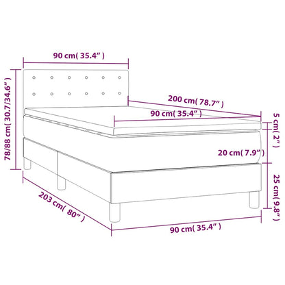 Box Spring Postel S Matrací Tmavě Modrá 90X200 Cm Samet
