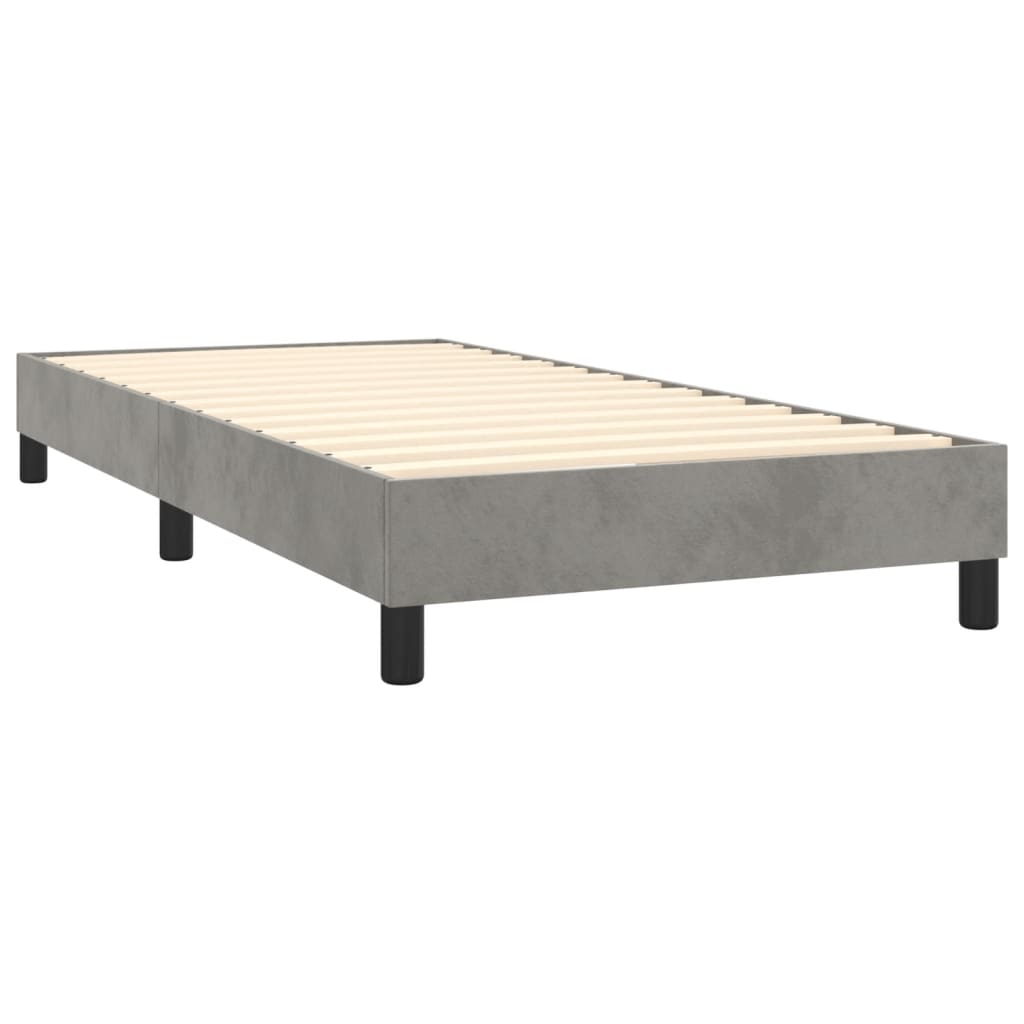 Box Spring Postel S Matrací Samet Světle Šedá