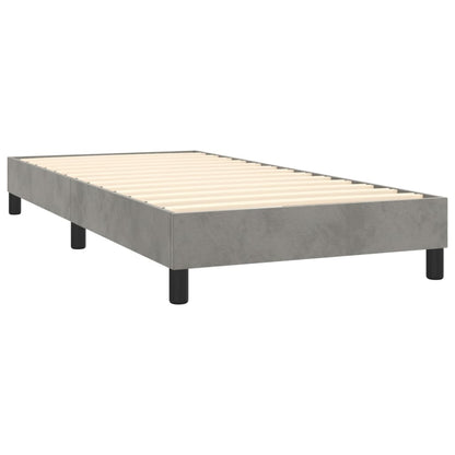 Box Spring Postel S Matrací Samet Světle Šedá