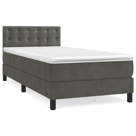 Box Spring Postel S Matrací Samet Tmavě Šedá
