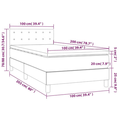 Box Spring Postel S Matrací Tmavě Modrá 100X200 Cm Samet