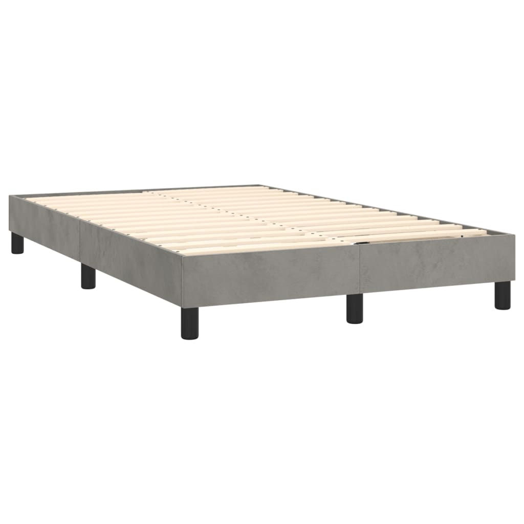 Box Spring Postel S Matrací Samet Světle Šedá