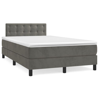 Box Spring Postel S Matrací Samet Tmavě Šedá