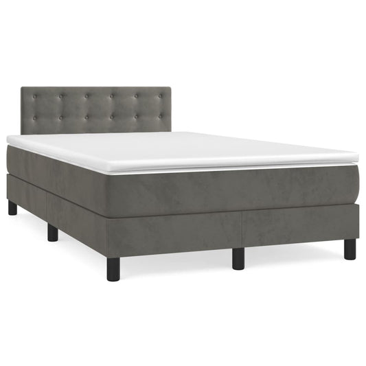Box Spring Postel S Matrací Samet Tmavě Šedá