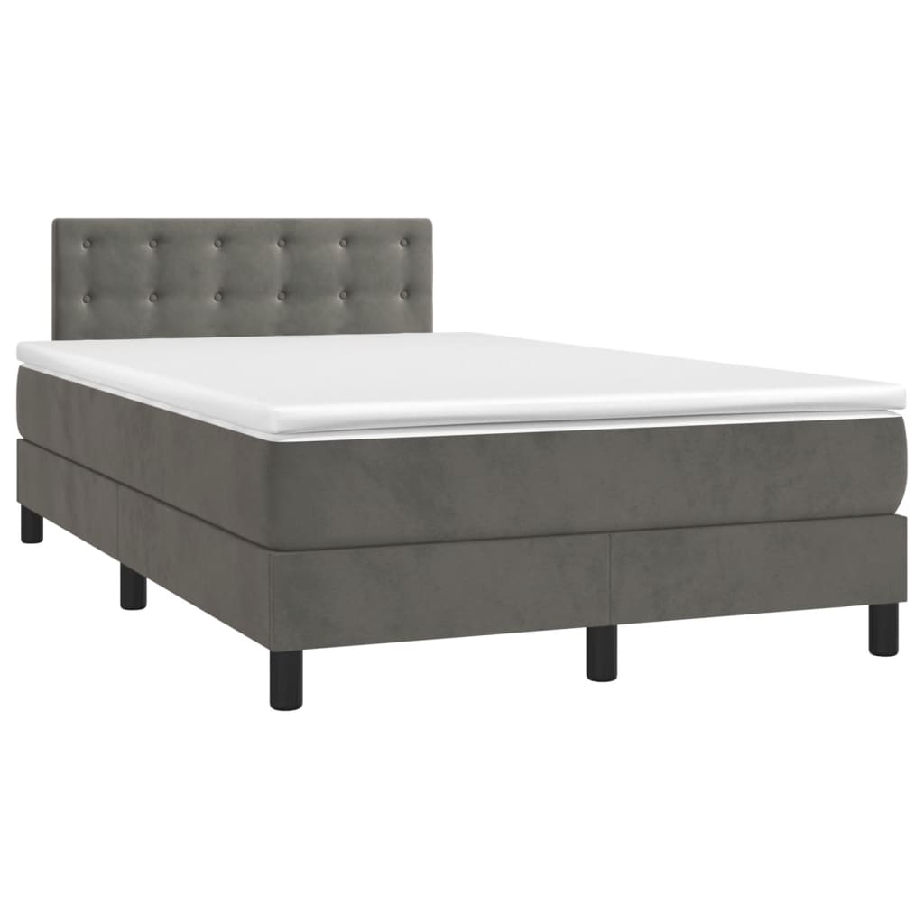 Box Spring Postel S Matrací Samet Tmavě Šedá