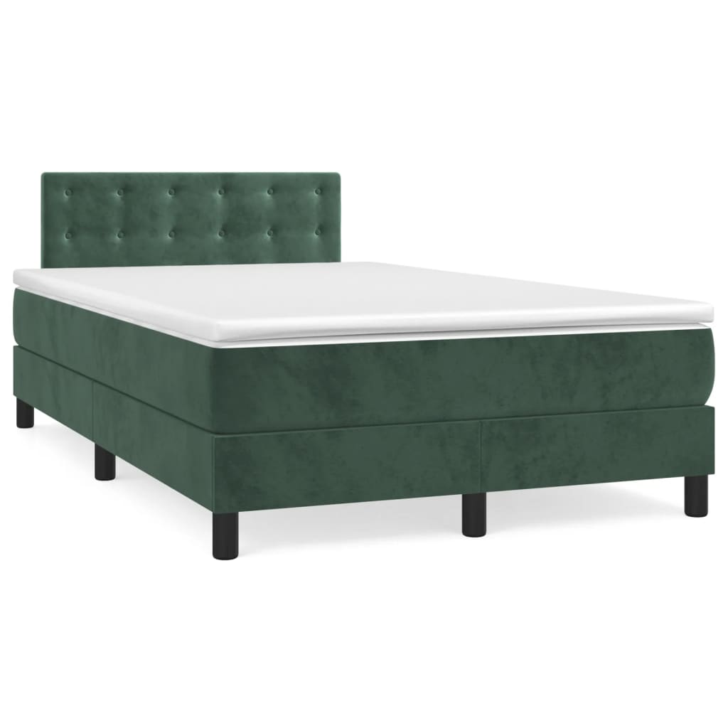 Box Spring Postel S Matrací Tmavě Zelená 120 X 200 Cm Samet