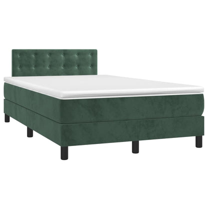 Box Spring Postel S Matrací Tmavě Zelená 120 X 200 Cm Samet